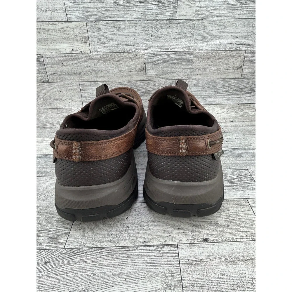 Skechers Slip-ins Expected Arago Brown Leather Boat Shoes 205188WW Men Sz 8.5WW‎